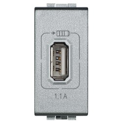 Розетка USB для зарядки мобильных устройств 1,1А 230/5В. 1 модуль LivingLight Алюминий 