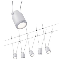 Тросовая система Paulmann 5x4W светильников LED TIP Tin 5x150lm 2700K 230/12V 10m хром матовый/белый 