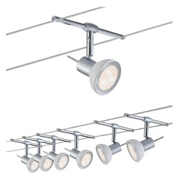 Тросовая система 6 светильников Paulmann Sheela LED GU5.3 max. 6x4W 230/12V 10m хром матовый/опал 