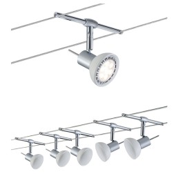 Тросовая система 5 светильников Paulmann Set Sheela GU5.3 max. 5x10W 230/12V 10m хром матовый/опал 