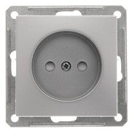 Розетка без заземления со шторками 16А механизм SE W59, матовый хром 