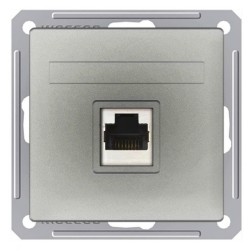 Розетка компьютерная RJ45 кат.5E механизм SE W59, матовый хром 