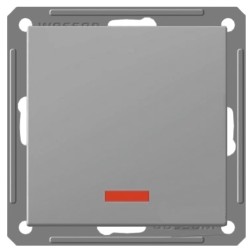 Одноклавишный выключатель с подсветкой 16А механизм SE W59, матовый хром 