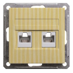 Розетка двойная RJ11+RJ45  кат.5E механизм SE W59, сосна 