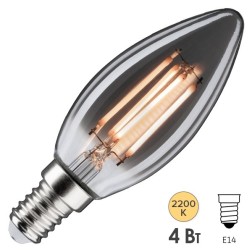 Лампа филаментная светодиодная Paulmann LED Vintage Kerze DIM 4W 2200K E14 160lm дымчатое стекло 