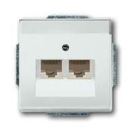 Розетка компьютерная двойная 2xRJ45 UTP 6 категории ABB Future linear Белый бархат (в сборе) 