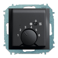 Терморегулятор для теплого пола с внешним датчиком ABB Impuls Черный бархат (в сборе) 