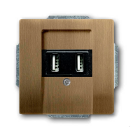 Розетка USB для зарядки устройств ABB Династия Античная латунь (в сборе) 