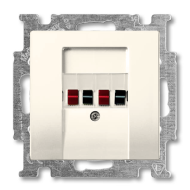 Розетка аккустическая двойная ABB Basic 55 Слоновая кость (в сборе) (бежевый) 