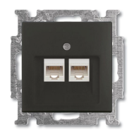 Розетка телефонная двойная 2xRJ11 ABB Basic 55 Шато-Черный (в сборе) 