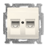 Розетка компьютерная двойная 2xRJ45 UTP 6 категории ABB Basic 55 Слоновая кость (в сборе) (бежевый) 