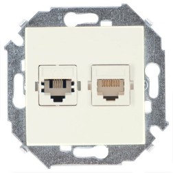 Розетка телефонная + компьютерная RJ11+RJ45 кат.5е Systimax Simon 15, слоновая кость (бежевый) 