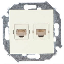 Розетка компьютерная двойная RJ45 кат.5е Systimax Simon 15, слоновая кость (бежевый) 