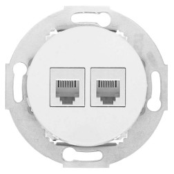 Розетка компьютерная 2хRJ-45 кат. 5е с накладкой Экопласт Vintage, белый 