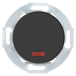 Переключатель одноклавишный на два направления с индикатором 10 A  250 B Экопласт Vintage, черный  Переключатель одноклавишный на два направления с индикатором 10 A  250 B Экопласт Vintage, черный