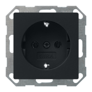 Розетка с заземлением, самозажимные клеммы Gira E2 Черный матовый (в сборе) 