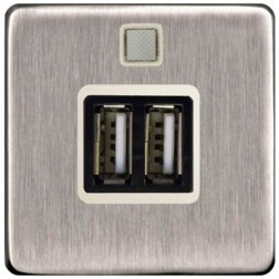 Зарядное устройство 2хUSB 2А Fede Nickel Satin/бежевый 