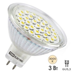 Лампа светодиодная MR16-3 Вт-220 В -3000 К–GU 5,3 SMD TDM 