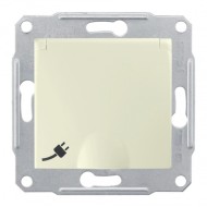 Розетка IP44 16А 2Р+Е с крышкой со шторками быстрозажимные контакты Sedna бежевый