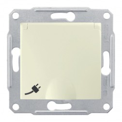 Розетка IP44 16А 2Р+Е с крышкой со шторками быстрозажимные контакты Sedna бежевый 