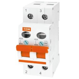 Выключатель нагрузки (мини-рубильник) ВН-32 2P 40A TDM  Выключатель нагрузки (мини-рубильник) ВН-32 2P 40A TDM