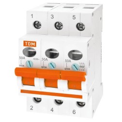 Выключатель нагрузки (мини-рубильник) ВН-32 3P 50A TDM  Выключатель нагрузки (мини-рубильник) ВН-32 3P 50A TDM