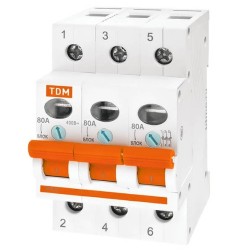 Выключатель нагрузки (мини-рубильник) ВН-32 3P 80A TDM  Выключатель нагрузки (мини-рубильник) ВН-32 3P 80A TDM