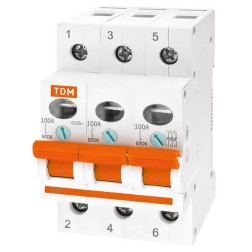 Выключатель нагрузки (мини-рубильник) ВН-32 3P 100A TDM  Выключатель нагрузки (мини-рубильник) ВН-32 3P 100A TDM