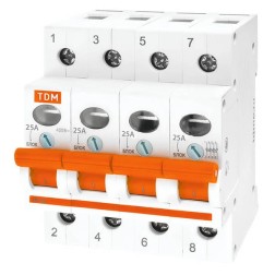 Выключатель нагрузки (мини-рубильник) ВН-32 4P 25A TDM  Выключатель нагрузки (мини-рубильник) ВН-32 4P 25A TDM