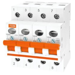 Выключатель нагрузки (мини-рубильник) ВН-32 4P 100A TDM  Выключатель нагрузки (мини-рубильник) ВН-32 4P 100A TDM