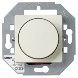 Светорегулятор проходной поворотно-нажимной 40-500Вт широкий модуль Simon 27, слоновая кость (бежевый) 