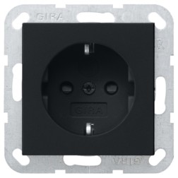 Розетка с/з с защитными шторками Gira System 55 Черный матовый 