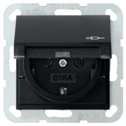 Розетка с/з с крышкой Gira System 55 Черный матовый 