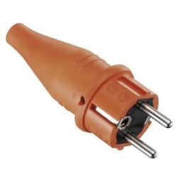 ABL Вилка с/з, резиновая, IP44, 16A, 2P+E, 250V, для кабеля сечением 1,5 мм2 (оранжевый) 