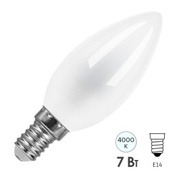 Лампа филаментная светодиодная свеча Feron LB-66 7W 4000K 230V 740lm E14 filament белый свет 