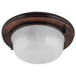 Светильник для бани термостойкий 130° на деревянной основе Орех, IP54 E27 круг НБО 03-60-021 