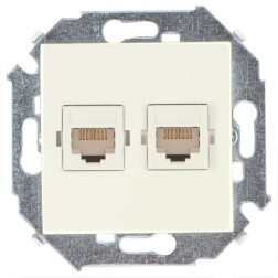 Розетка компьютерная двойная RJ45 кат.6a Systimax Simon 15, слоновая кость (бежевый) 