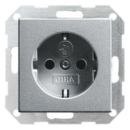 Розетка с заземлением, самозажимные клеммы Gira Standard 55 Алюминий (в сборе) 