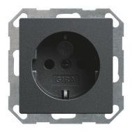 Розетка с заземлением, самозажимные клеммы Gira Standard 55 Антрацит (в сборе) 