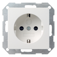 Розетка с заземлением, самозажимные клеммы Gira Standard 55 Белый шелковисто-матовый (в сборе) 