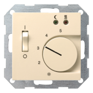 Терморегулятор для теплого пола с внешним датчиком Gira Esprit Linoleum-Multiplex Глянцевый кремовый (в сборе) 