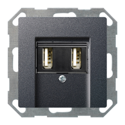 Розетка USB для зарядки устройств Gira E3 Антрацит (в сборе) 