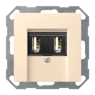 Розетка USB для зарядки устройств Gira Studio Глянцевый кремовый (в сборе) 