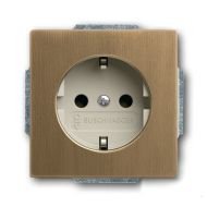 Розетка с заземлением и со шторками, самозажимные клеммы ABB Династия Античная латунь (в сборе) 