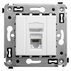 Компьютерная розетка RJ-45 в стену кат.5e одинарная DKC Avanti, белое облако 