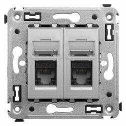 Компьютерная розетка RJ-45 в стену кат.5e двойная DKC Avanti, закаленная сталь 