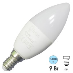 Лампа светодиодная свеча FL-LED C37 9W 6400К 220V E14 840LM 37x100mm 