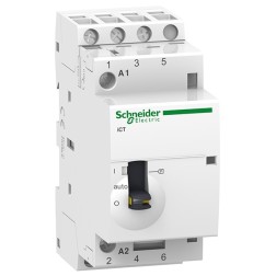 Модульный контактор с ручным управлением iCT Acti 9 Schneider Electric 25A 3п 3НО 220/240В АС 2м 