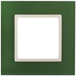 Рамка на 1 пост стекло Эра Elegance зелёный+слоновая кость 14-5101-27 (бежевый) 