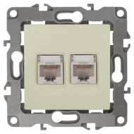 Розетка информационная двойная 2XRJ45 кат.5е IP20 Эра 12, слоновая кость 12-3108-02 (бежевый)
